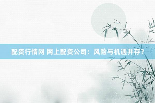 配资行情网 网上配资公司：风险与机遇并存？