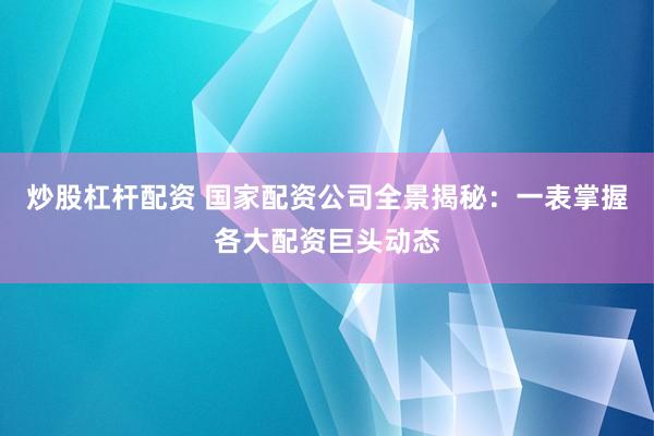 炒股杠杆配资 国家配资公司全景揭秘：一表掌握各大配资巨头动态