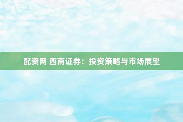 配资网 西南证券：投资策略与市场展望