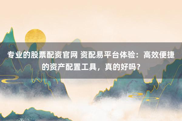 专业的股票配资官网 资配易平台体验：高效便捷的资产配置工具，真的好吗？