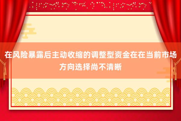 在风险暴露后主动收缩的调整型资金在在当前市场方向选择尚不清晰