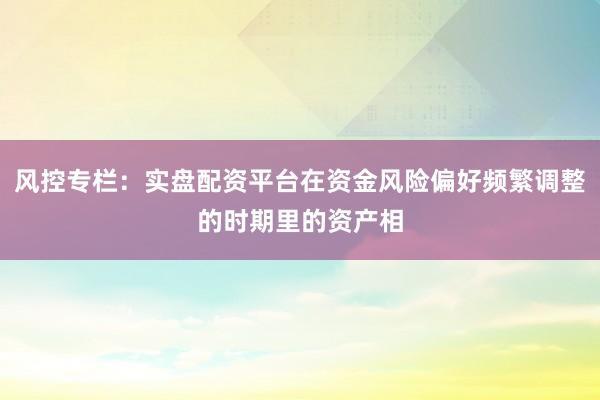 风控专栏：实盘配资平台在资金风险偏好频繁调整的时期里的资产相