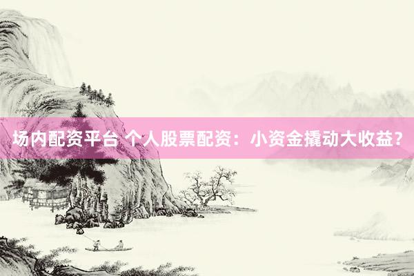 场内配资平台 个人股票配资：小资金撬动大收益？